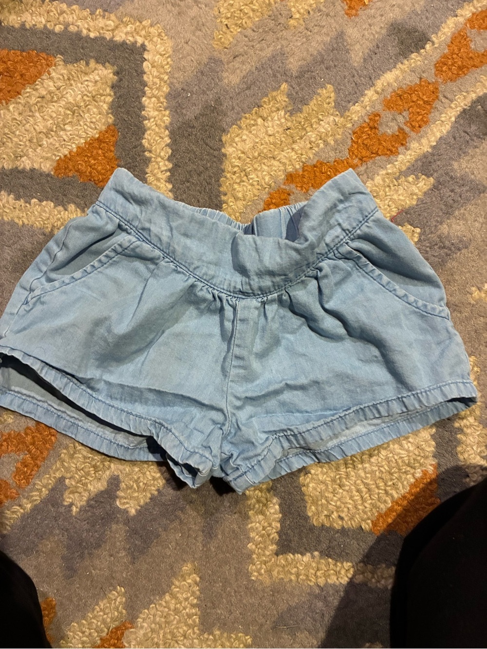 Light Blue Girls Casual Elastic Waist Shorts denim